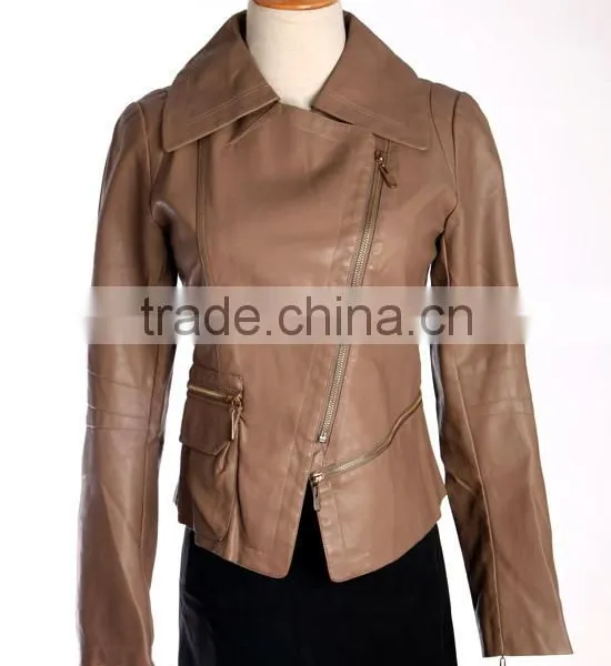 Modern Design 2014 Women pu Leather Jacket