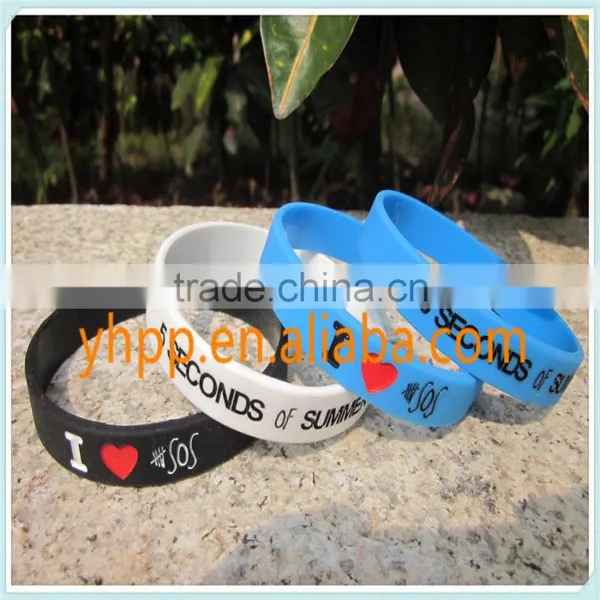 Custom I Love 5 SECONDS OF SUMMER Silicon Filled in Colour Wristband Bracelet photo-3