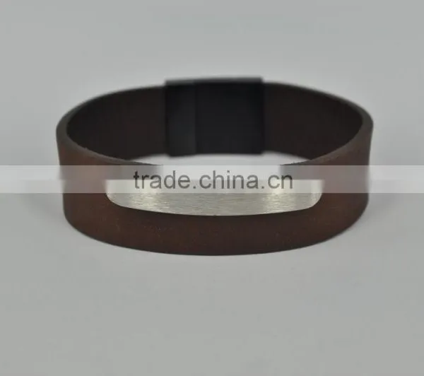 2016 Fashion Magnetic Cow Leather Stainless Steel Bracelet photo-5
