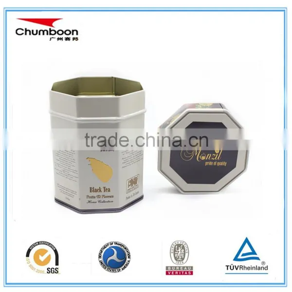 250g Octagonal Tea Tin Box Sandy Tinplate Gift Box photo-2