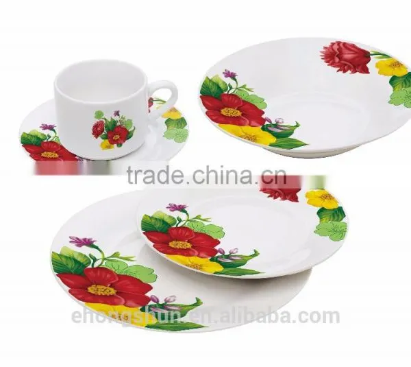 20pcs Coupe Porcelain Dinnerware Set, 4 Persons Tableware With Decal photo-2