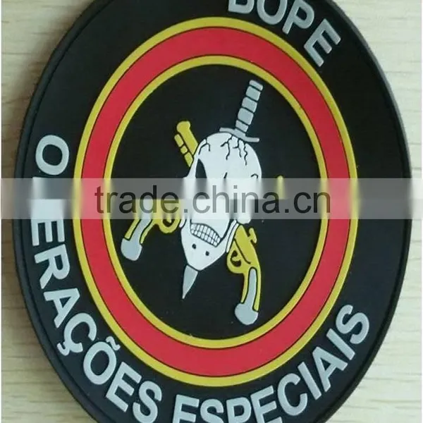 Round Embossed PVC Skull Patch With Magic Tape Backing for Military photo-2
