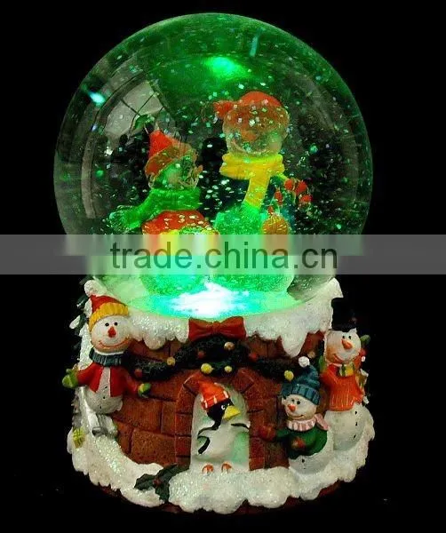Vivid Snowman Light up Christmas Snow Music Glass Ball