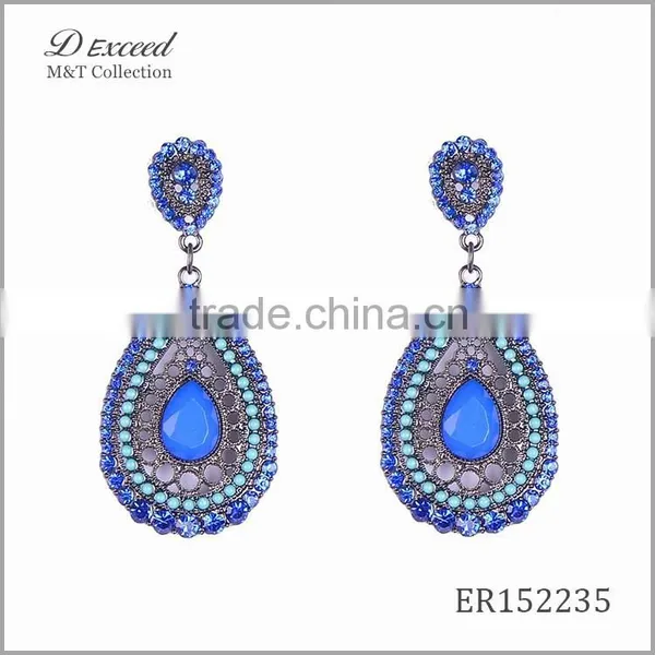 Yiwu Jewelry Factory D Exceed Fashion Crystal Silver Plating Water Drop Earrings Resin Alloy Dangle Earrings photo-6