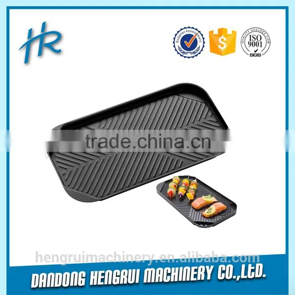 36cm Cast Iron BBQ Grill Pan Double Side Grill Plate photo-5