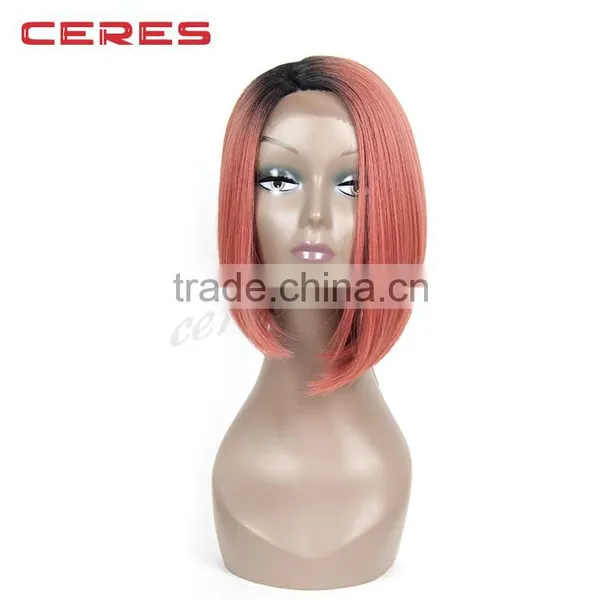 Ombre Shoulder Length Bob Women Wig, Toyokalon Synthetic Front Lace Wig, Fashion Women Curly Wig photo-5