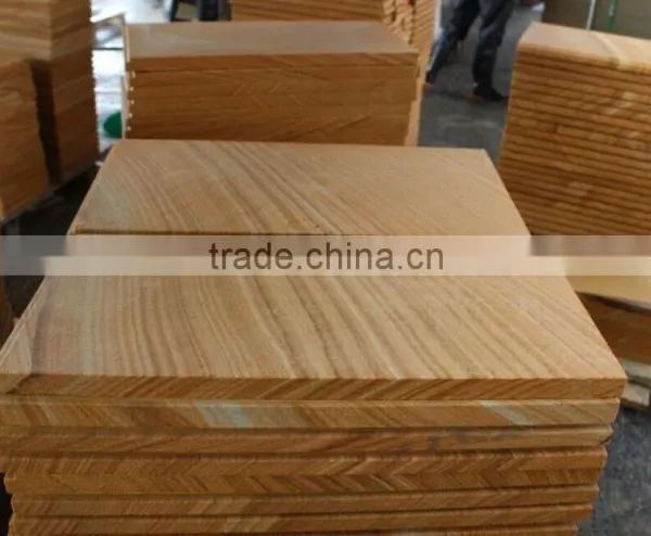 China's Yellow Wood Veins Sandstone, Honed, Natural Split & Mushroom Surface photo-5