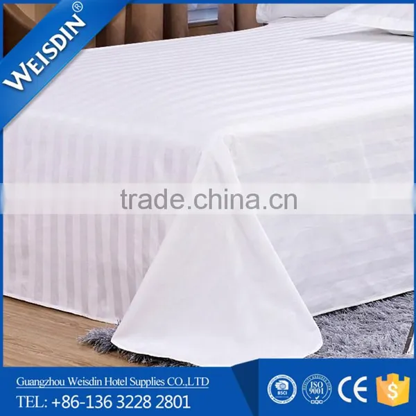 100% Cotton Percale White Color Stripe Bedding Set / Bed Sheet Wholesale photo-4