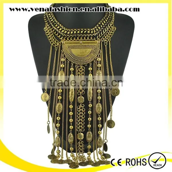 Long Silver Multilayer Tassel Coin Necklace, Coin Holder Necklace photo-2