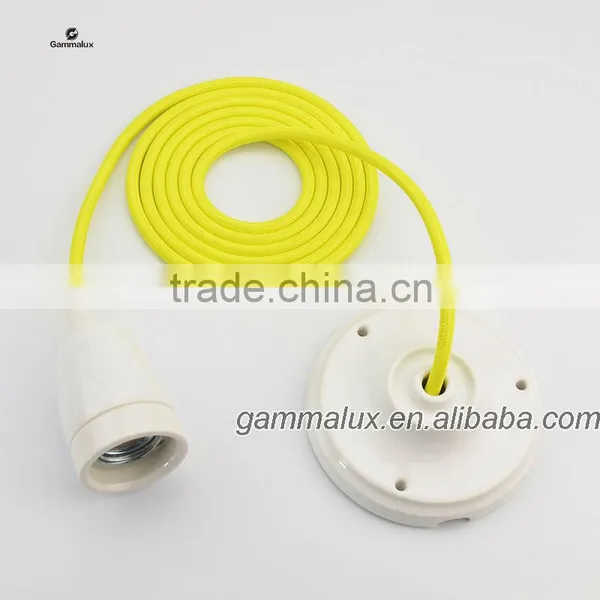 Popular Sale Colourful Ceiling Rose Ceramic Lamp Holder With Braided Wire Cord photo-2