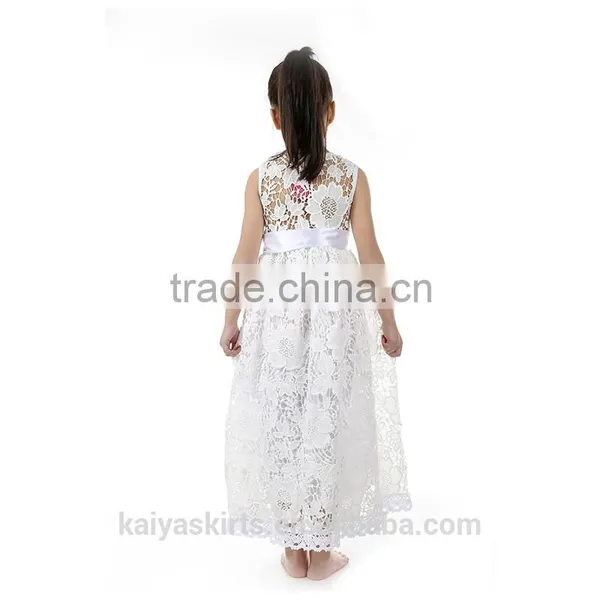 2016 Wholesale Elegant Toddler Maxi Evening Parties Frock Embroidery Flower Long Cotton Designer Baby Dresses photo-2