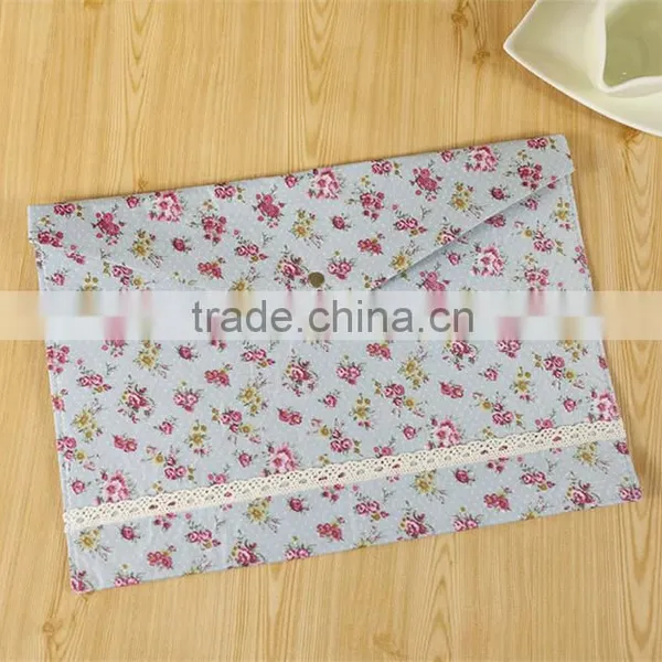 New Vintage Dots Flower Lace Series A4 Documents File Bag Stationery Filing Production photo-4