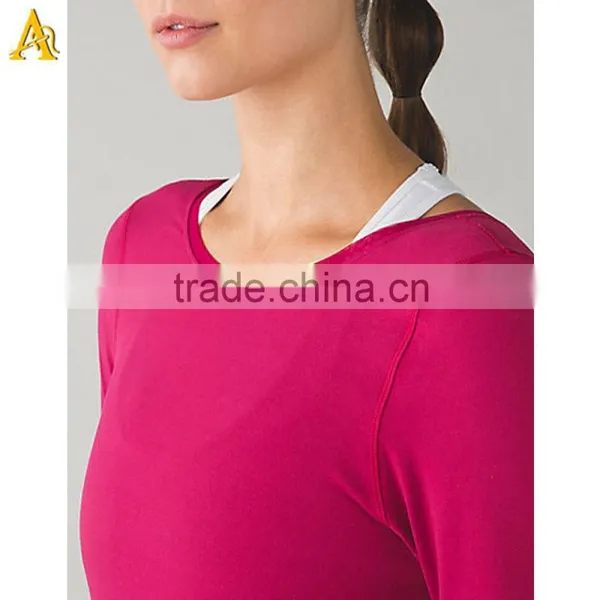2016 Yoga Plain 88nylon and 12 Spandex Long Sleeve Sports Wear t Shirts for Ladies China Supplier photo-6