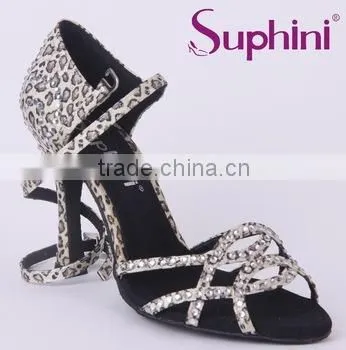 Leopard With Rhinestone/Crystal Stone Latin Dance Shoes photo-2