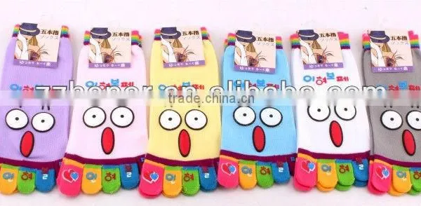 Women's Five Toe Socks, Surprised Face Toe Socks, Lovey Cartoon Summer Toe Socks