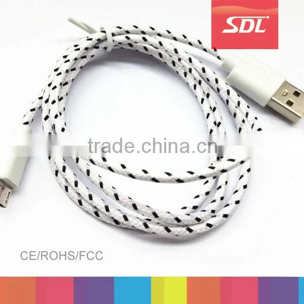 High Quality Fabric Woven Laptop Data Transfer Cable for Nokia Samsung Blackberry Sony Ericsson HTC LG