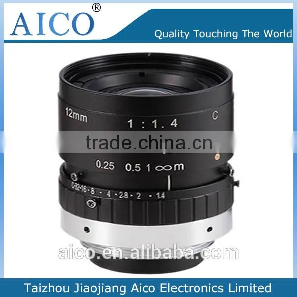 cn Aico Manual Type Low Distortion 12mm 2mp 2/3 Inch F1.4 C-mount Lens