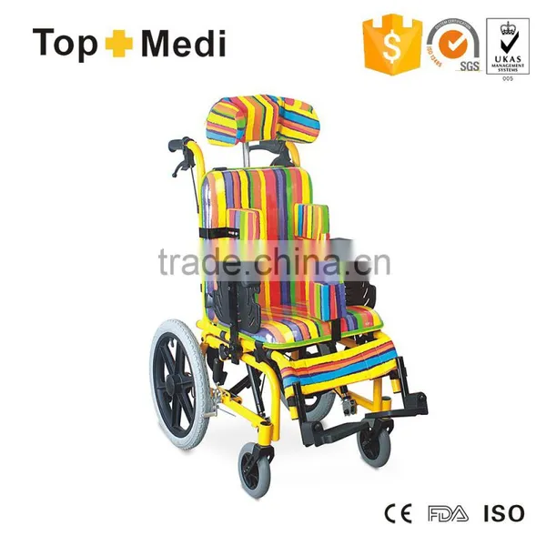 China Supplier Topmedi Hot Sales Reclining Wheelchair for Cerebral Palsy Children photo-2