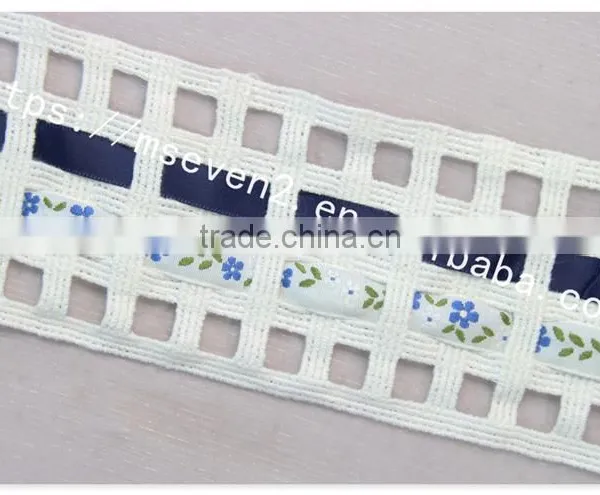 Special Design 7cm Width Combined Wholesale Satin Ribbon With Ladder Trim photo-2