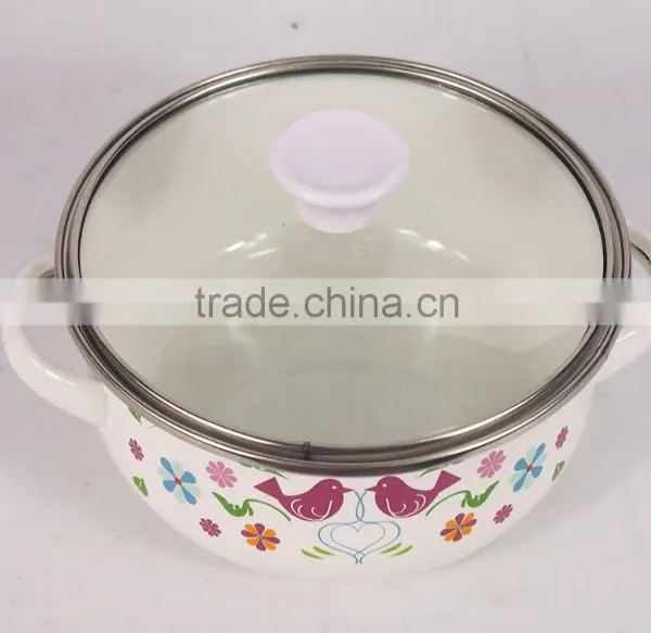 Set Of 2Pcs Birds Design Mini Enamel Cookware Set With Decoration photo-3