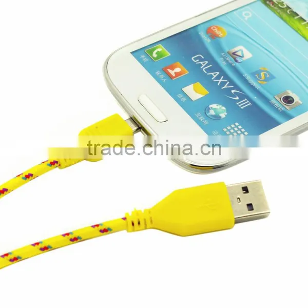 2015 Wholesale Colorful Micro Usb Cable for Blackberry/HTC/Samsung,2M 6FT Fabric Nylon Braided Micro Usb Cable(white) photo-6