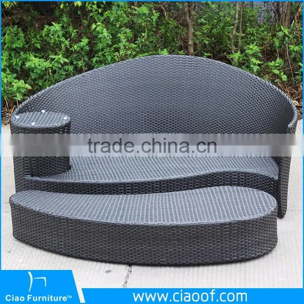 Modern Hotel Water Resistant Synthetic Rattan Daybed / Outdoor Daybed photo-5
