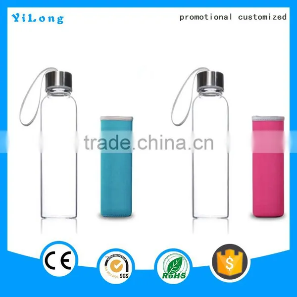 2016 Promotional Fancy Water Glass Bottle 10 Gallon 500ml Double Wall Glass Water Bottle photo-2