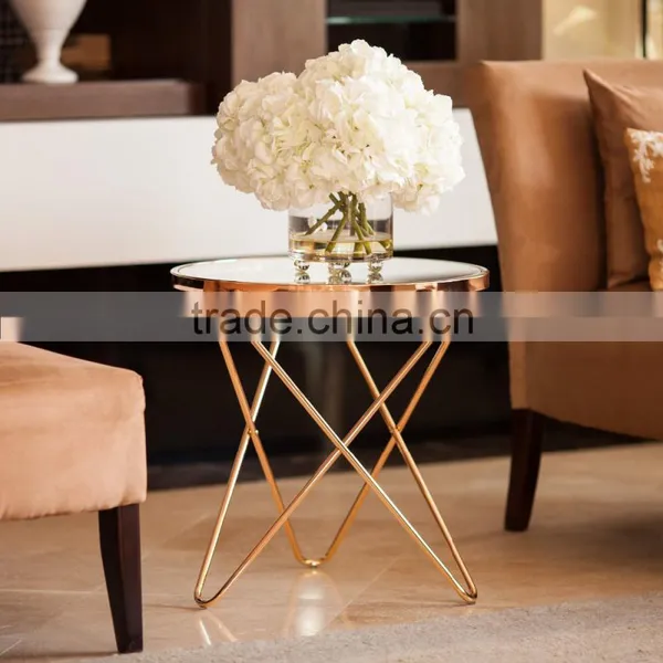 Elegant Furniture Brass PVD Solid Stainless Steel Glass Coffee Table photo-2