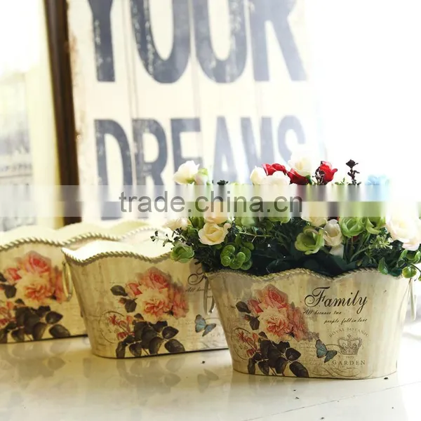 Colorful Indoor Festival Decorative Oval Metal Flower Pot photo-2