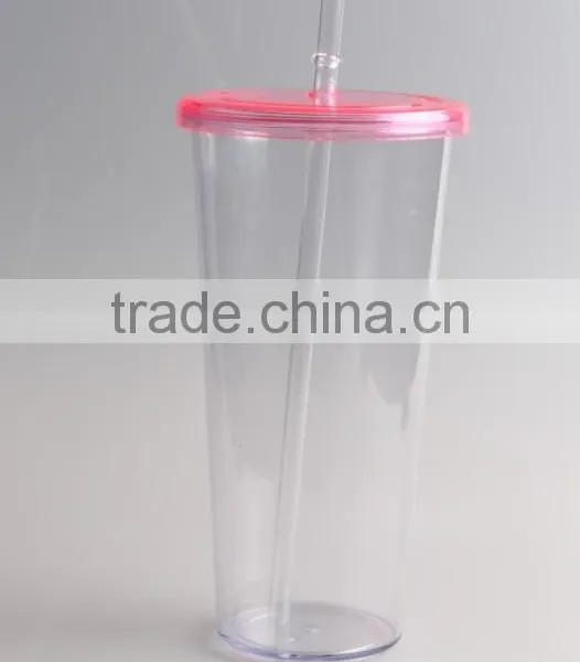 Single Wall Clear Transparent 16oz Plastic Tumbler With Straw And Lids photo-6