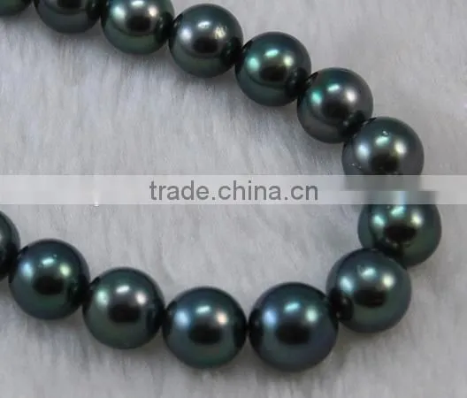 2016 Fashion 9-10mm Peacock Round Tahitian Pearl Strand photo-3
