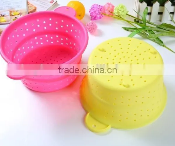 Food Grade Fruit Silicone Basket Foldable Silicone Drain Basket photo-3