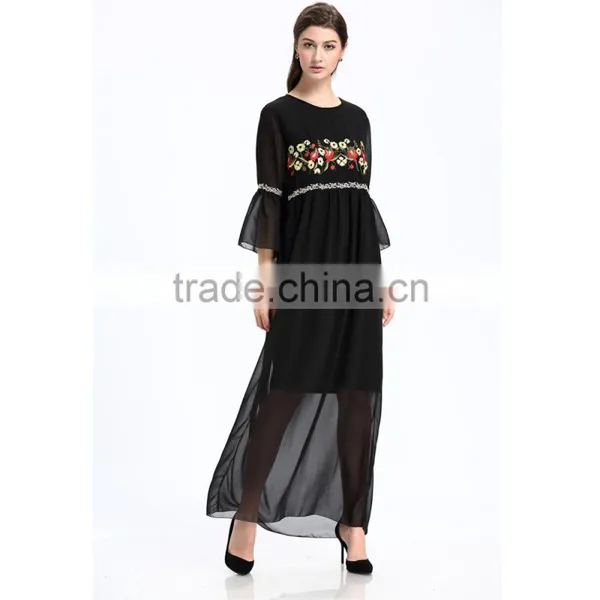 Embroidered Long Chiffon New Style Woman Maxi Dress photo-3