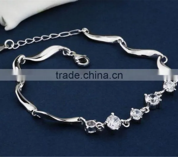 925 Sterling Silver Charms Fashion Design Zircon Twisted Bracelet photo-2