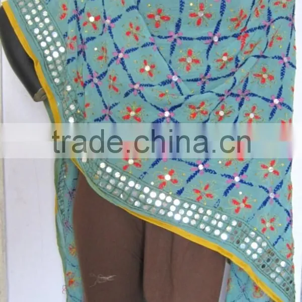 Hand Embroidered PHULKARI GEORGETTE DUPATTA SHAWL Handicraft photo-2