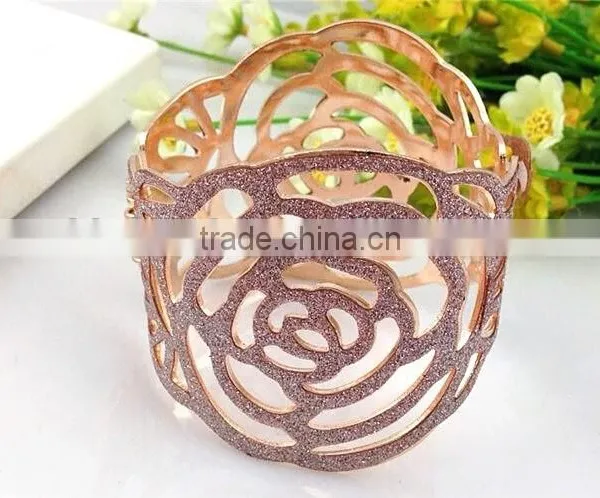 Elegant Metal Floral Bracelet Bangles, Silver Charm Hollow Flower Bangle Vners Jewelry photo-6