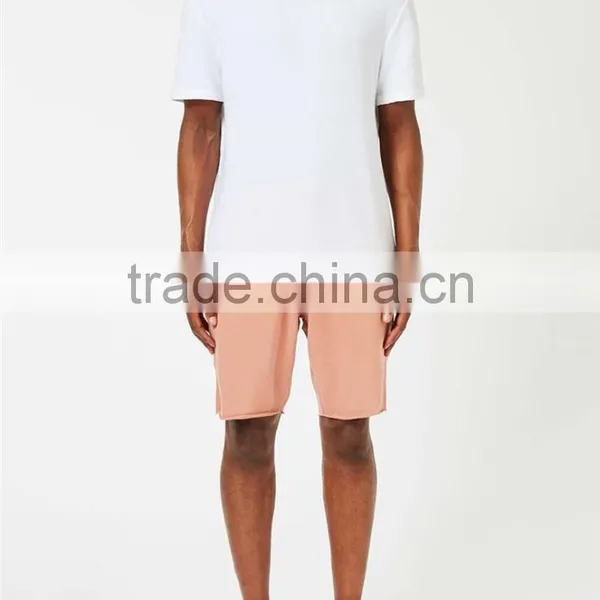 MGOO Foshan Manufacturer Pink Ribbed Jersey Shorts Fashion Comfortable Draw String Raw Hem Knee Length Shorts photo-4