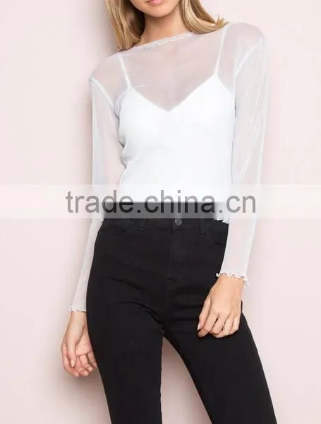 Runwaylover 111 2017 Ladies Sexy Long Sleeve Transparent Blouse photo-5