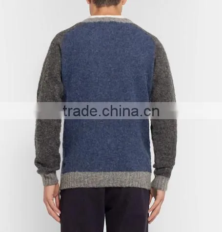 Top Selling 100% Wool Made Sweater Men With Ribbed Trim and Hem Man Wool Sweater Design photo-4