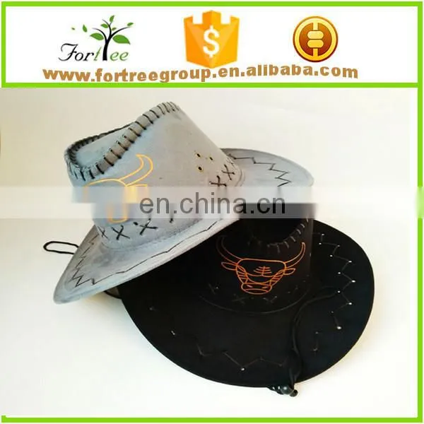High Quality Wide Brim Leather Cowboy Hats Blanks for Men photo-3