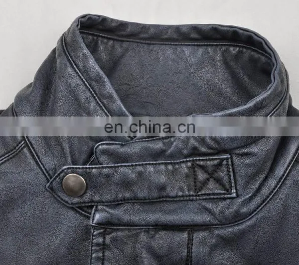 2015 Lastest Fashion Mens Handsome Fur Lined pu Leather Fur Coat photo-4