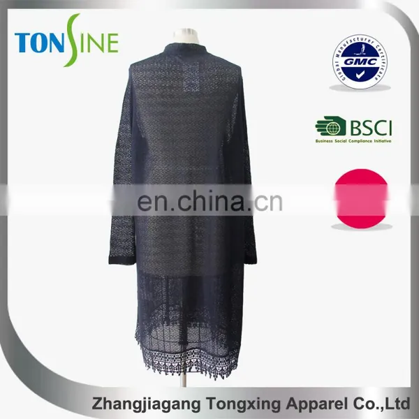 Long Shade Net Cloth Coat With Lace Trimmings photo-2