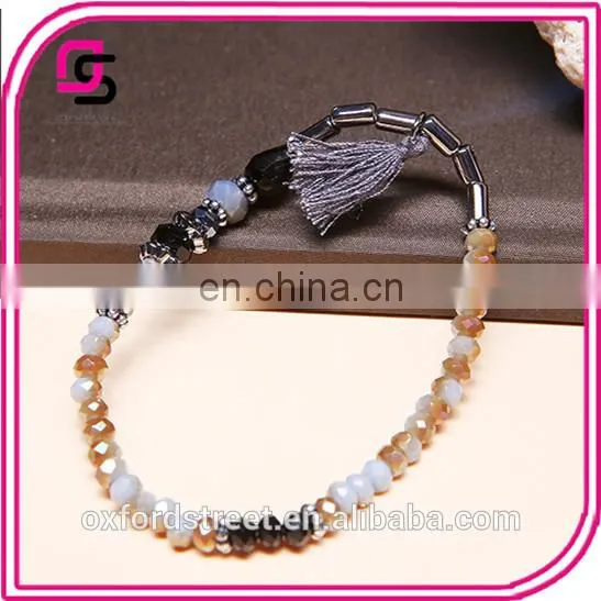 European Style Simple Macrame Environmental Glass Bean Bracelet photo-6