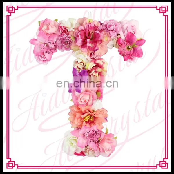 Aidocrystal Hot Sale Artificial Colorful Rose Silk Flower Letter T for Indoor Decoration photo-2
