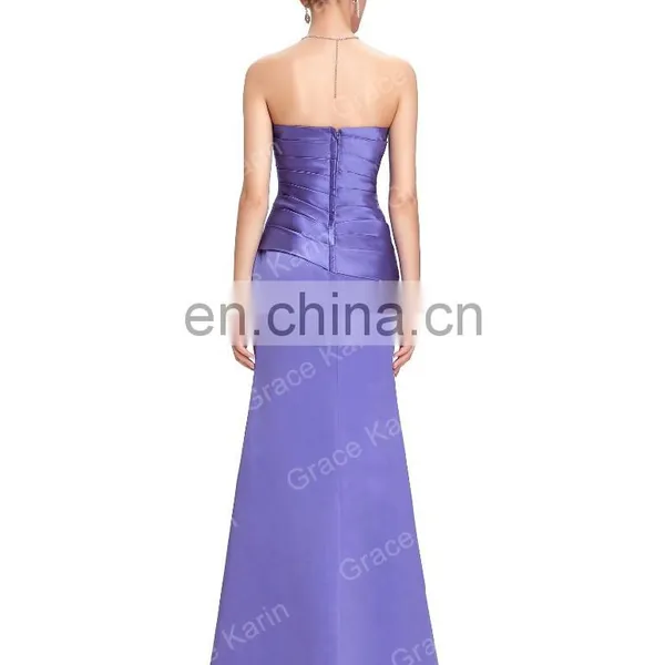 Grace Karin Strapless Sweetheart Floor Length Purple Evening Dress Patterns Mature Ladies Formal Evening Dresses CL3141 photo-3