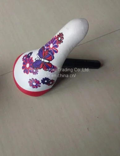 Popular Fashion Popular Children's Bicycle Saddle White and Red Printed Leather Bicycle Seat photo-5