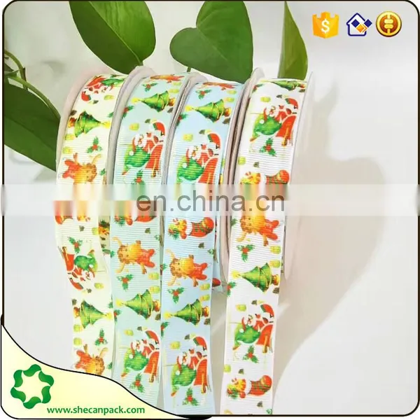 SHECAN Merry Xmas Cute Santa Claus Grosgrain Ribbon