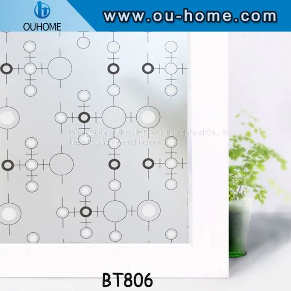 OUHOME PVC Flower Pattern Privacy Decorative Self Adhesive Glass Window Film photo-2