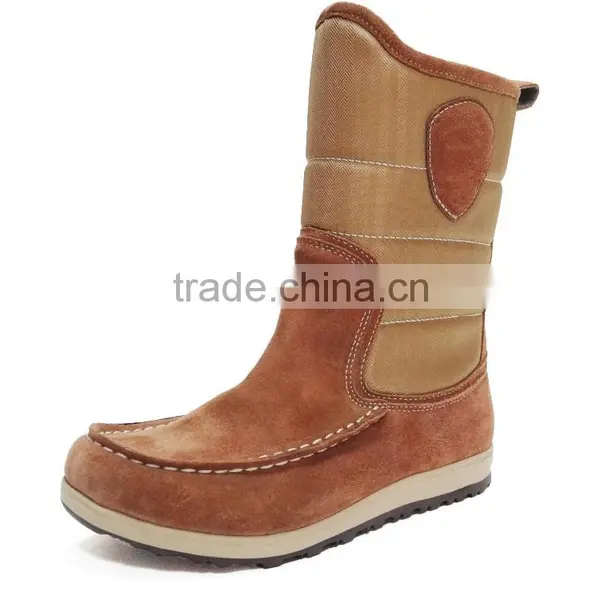 Wiley Herringbone Nylon and Suede Upper Furry Lining Moccasin Boots photo-4