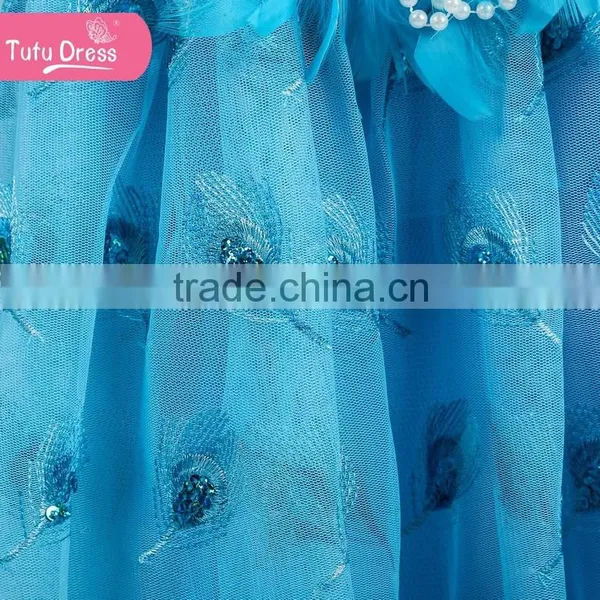 The Sky Blue Princess Dress for Girls Peacock Tutu Dress photo-5